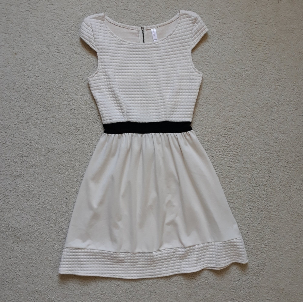 Cream Fit and Flare Dress - Picture 2 of 4
